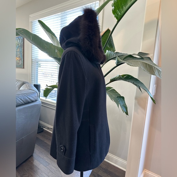 Forecaster BOSTON PLATINUM REAL FOX FUR 75% VIRGIN WOOL Mix Women Hood Coat 16 - Picture 7 of 14